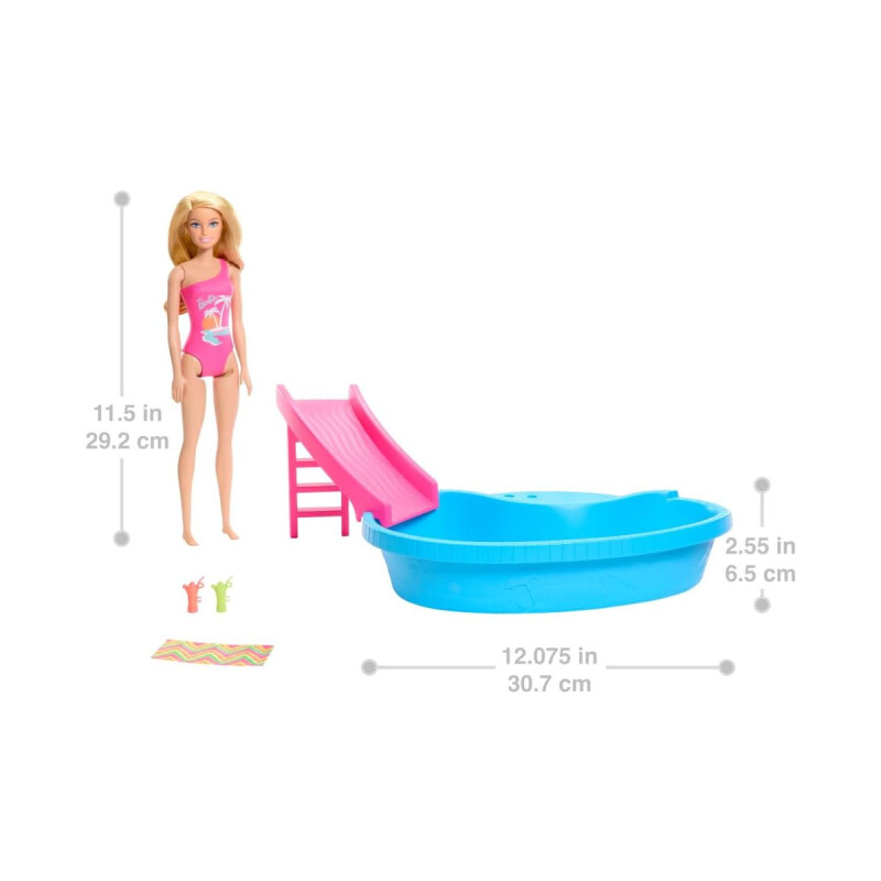 Muñeca Barbie Piscina, tobogán y Accesorios Muñeca Barbie Piscina, tobogán y Accesorios