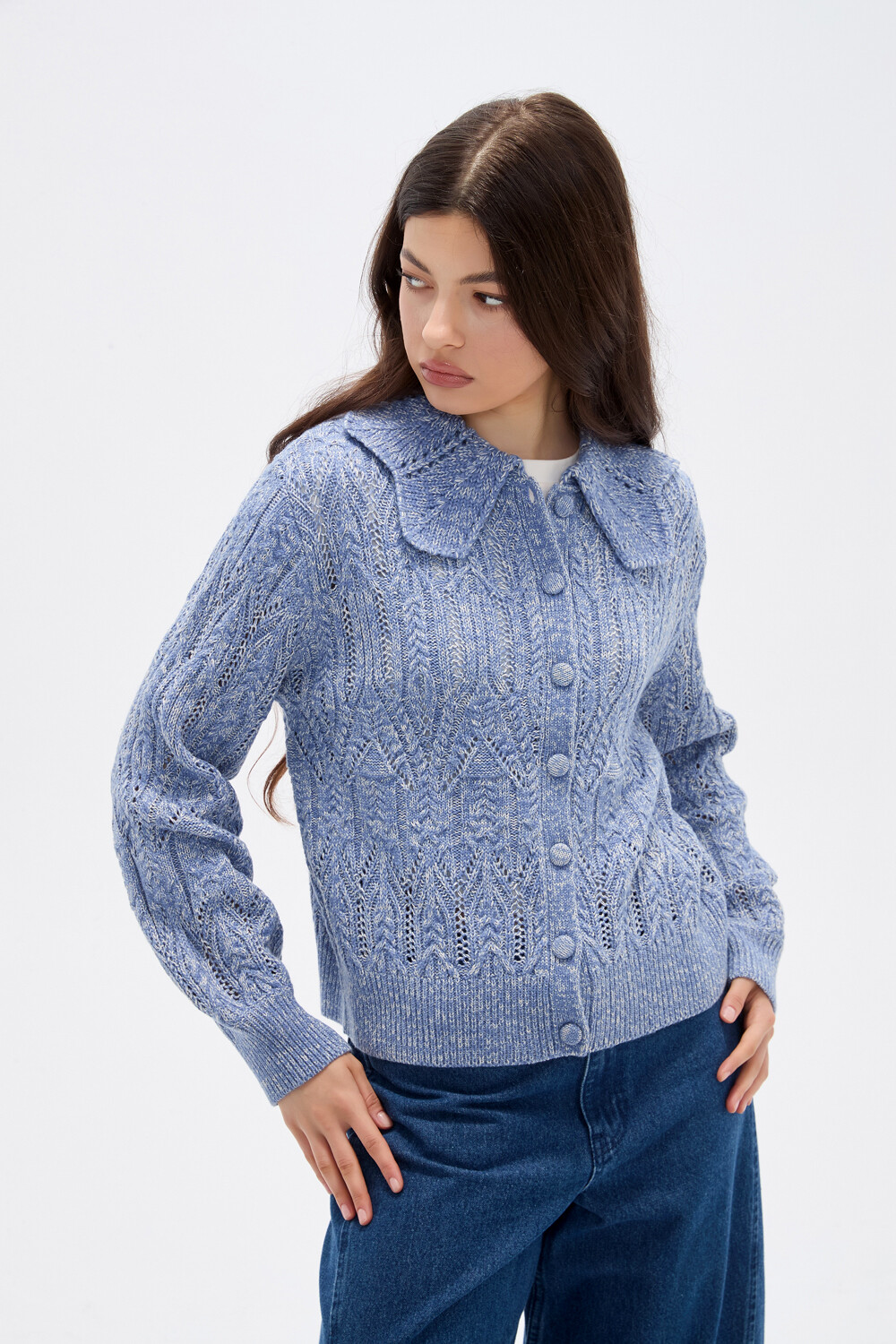 Cardigan Nerua Celeste Grisaceo