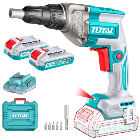 Taladro Atornillador Inalámbrico 20v Para Yeso Sin Carbones - Doble Batería, Cargador Y Maletín Taladro Atornillador Inalámbrico 20v Para Yeso Sin Carbones - Doble Batería, Cargador Y Maletín