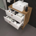 CONJUNTO DE BAÑO GAEL 60 CM COLOR NOGAL/BLANCO CON PATAS Conjunto De Baño Gael 60 Cm Color Nogal/blanco Con Patas