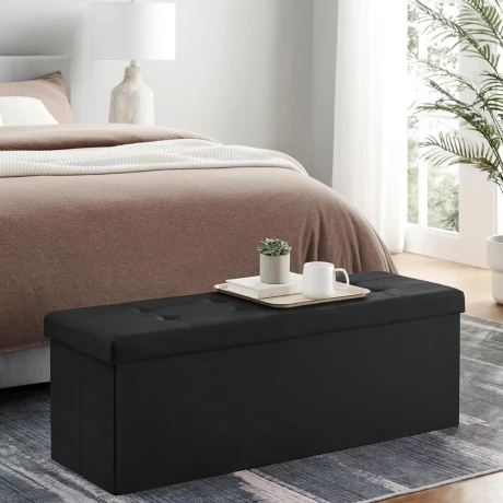 Puff Baul Texas Lino Negro