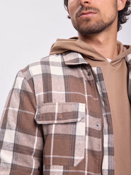 Sobrecamisa franela cuadros Tostado