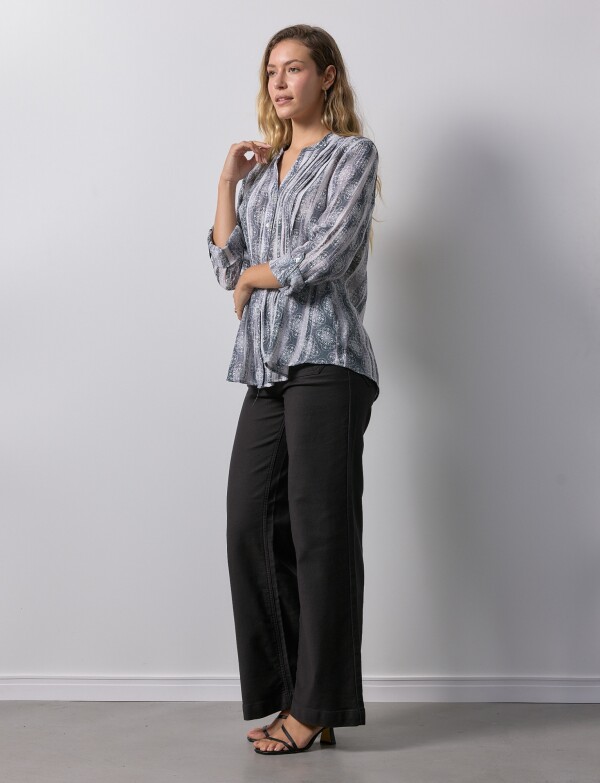Blusa Gasa Print NEGRO/GRIS