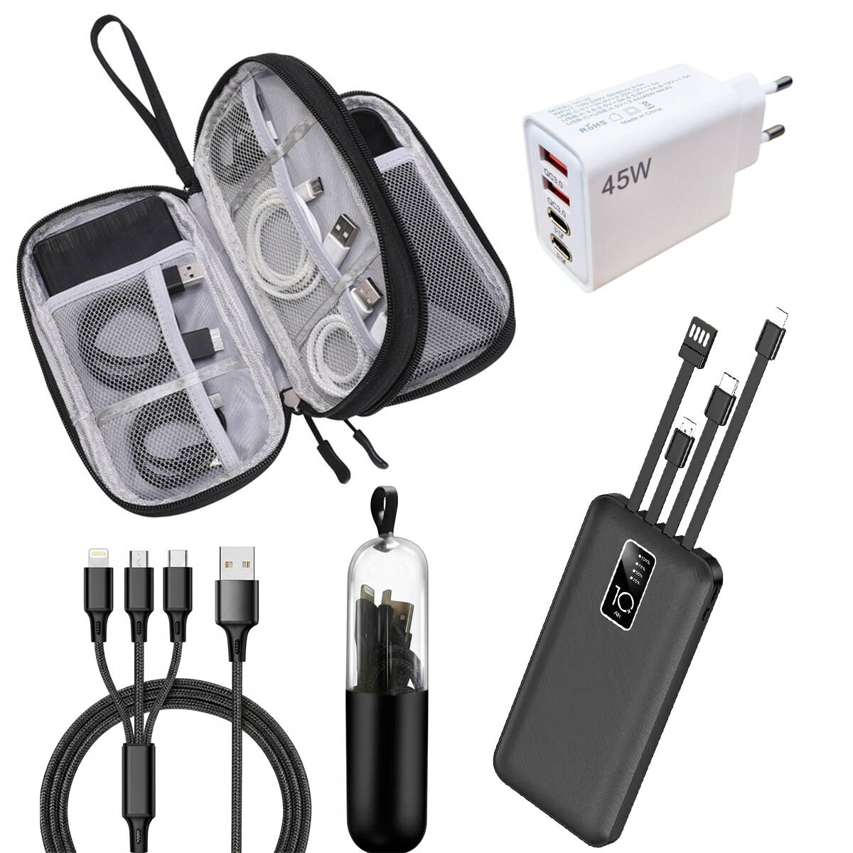 Set Powerbank 10000w Cargador Estuche Cable Celular 
