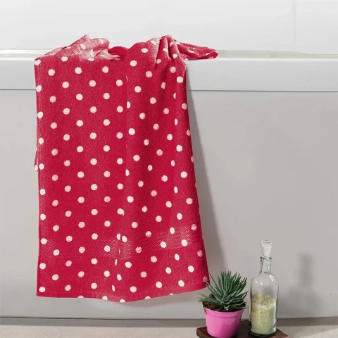 Pack X 2 Toallas Prisma Dohler Estampadas 100% Algodón Rojo / Lunares Blanco