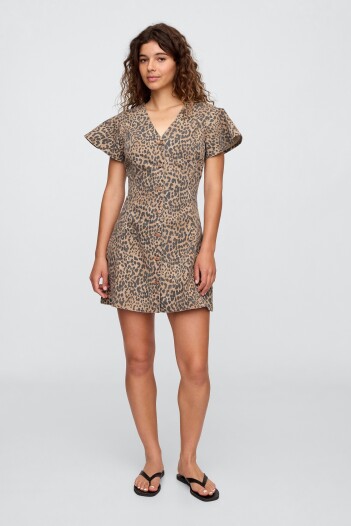 V-SS DENIM FIT AND FLARE MINI - LEOPARD Leopard