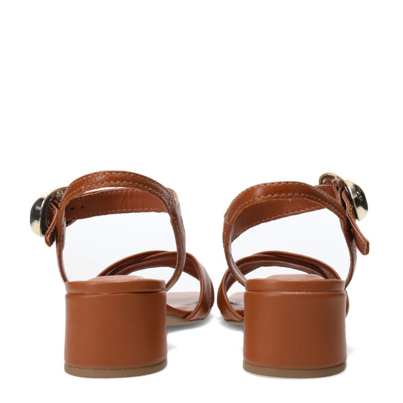 Sandalias de Mujer Bottero Cruzada Con Tobillera Marrón Caramelo