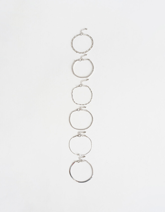 Pulseras Flexibles Sets Multi Cadenas Set De Pulseras Con Strass - Plateado