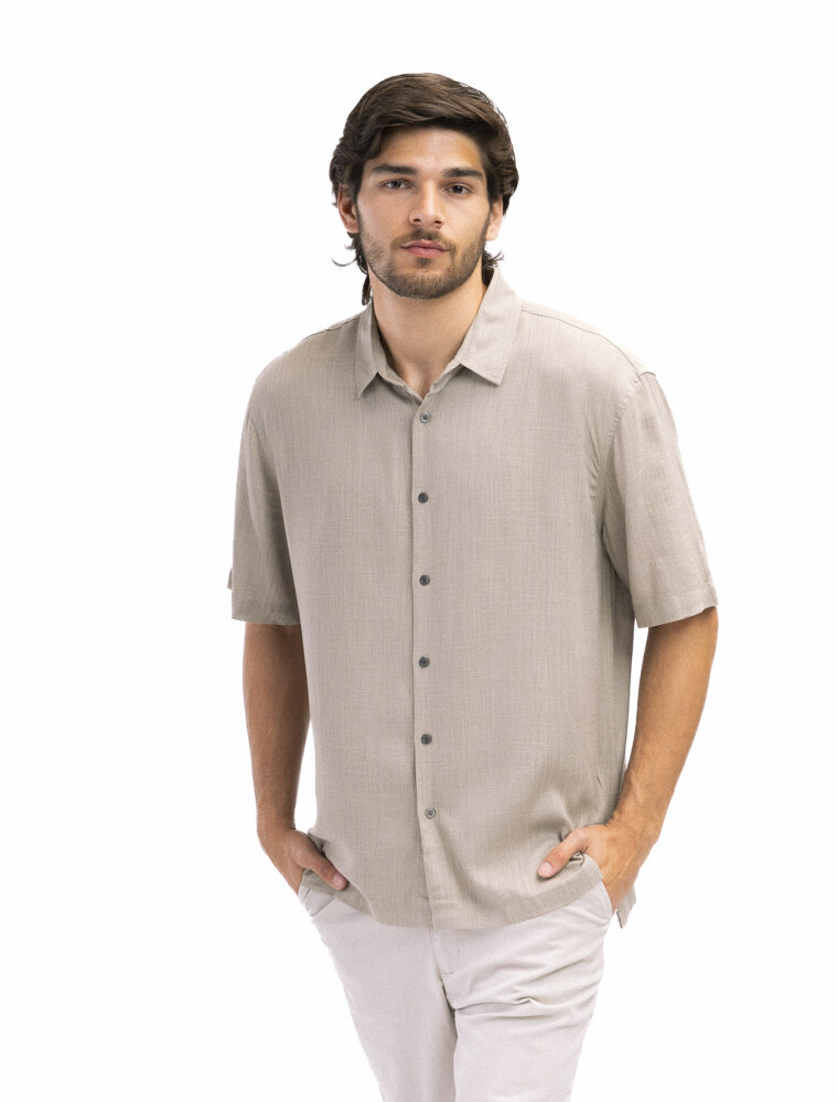 Camisa Manga Corta Hawaii Beige