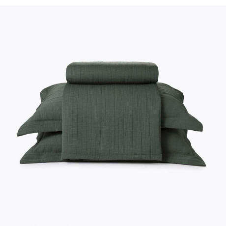 Juego Colcha y Funda Dohler 1 Plaza 100% Microfibra Verde Oscuro