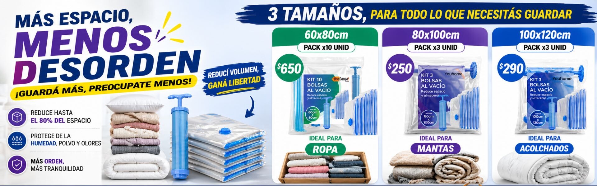 Bolsas al vacio de diferentes tamaños