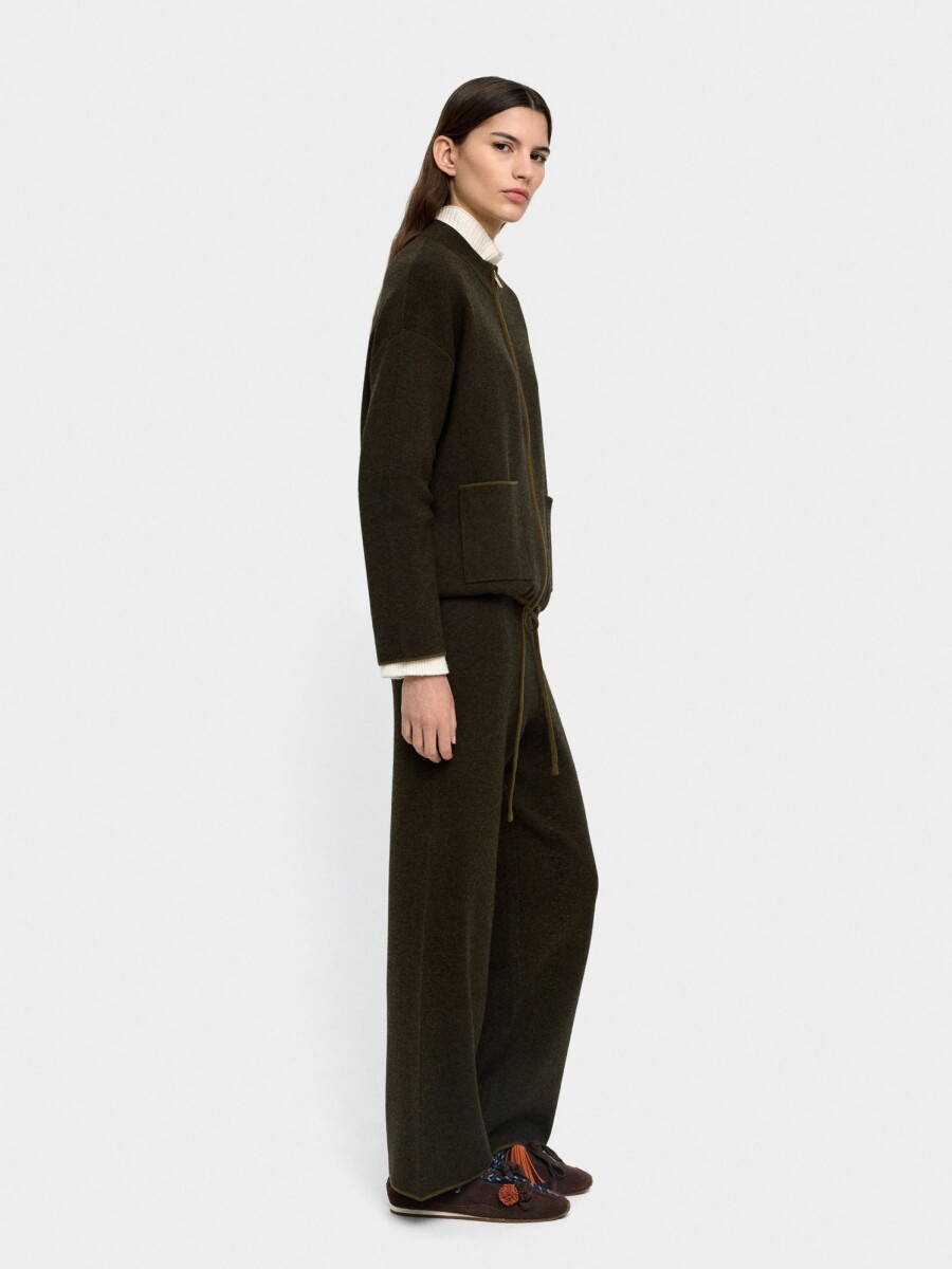 Pantalón De Punto Cintura Elástica caqui