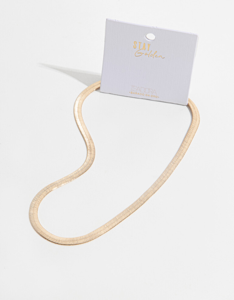 Collares Cortos Cadenas Cadena Chata Bañada En Oro - Dorado