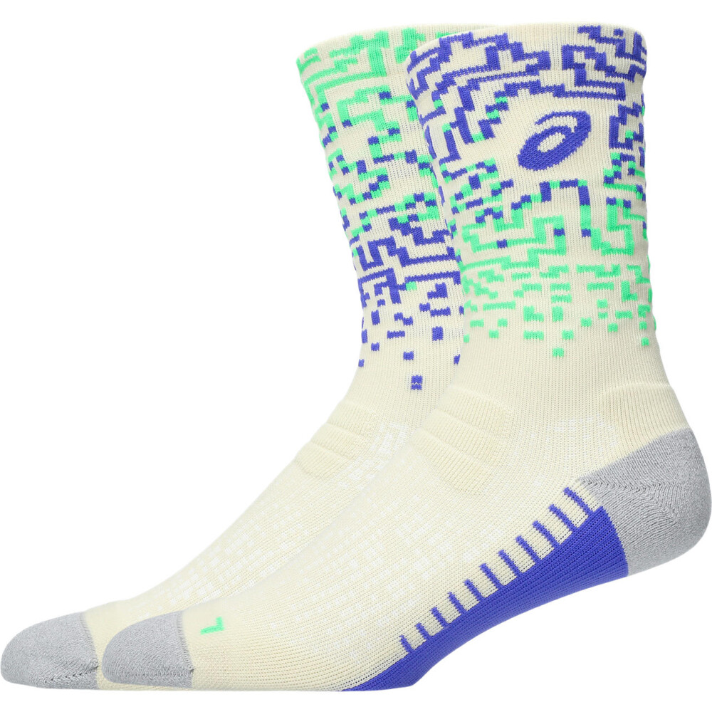 Performance Run Sock Crew Ivory/cobalt Burst/vital Green