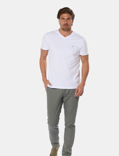 PANTALÓN DE LINO CON CINTURA ELASTIZADA Verde Oscuro