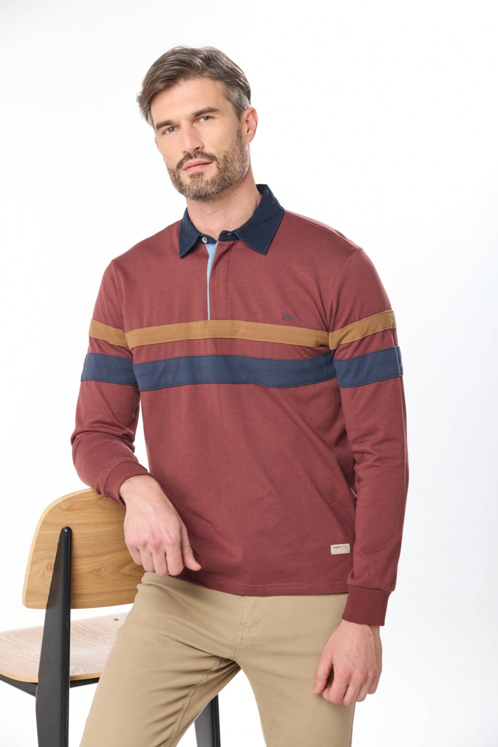 REMERA POLO RAYADA Bordo