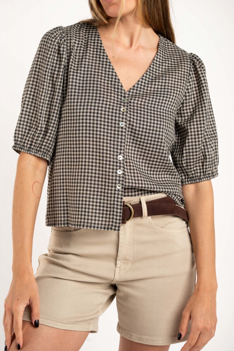 Blusa Gingham - Negro 
