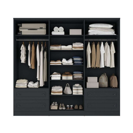 Ropero Americana PLUS 6 puertas 4 cajones 100% MDF Gris