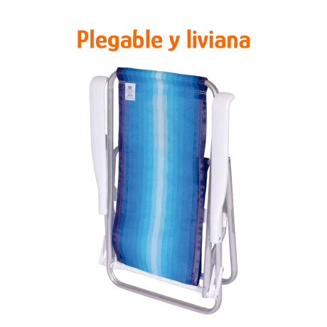 Reposera Silla Reclinable De Playa 8 Posiciones Aluminio Azul/celeste