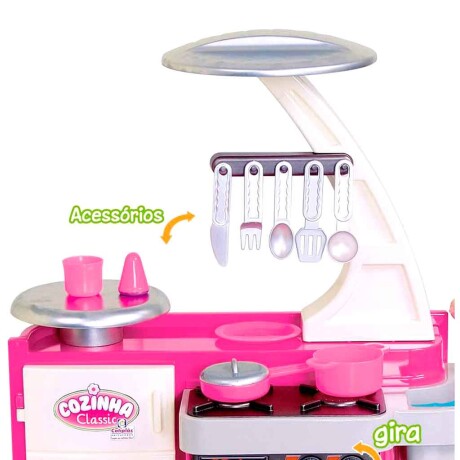 Cocinita infantil rosa completa con accesorios 001