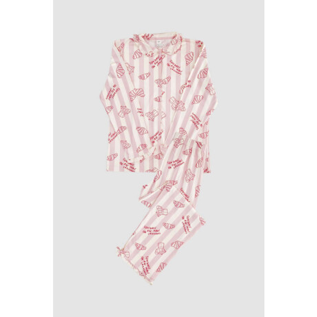 Pijama croissants flannel Rosado
