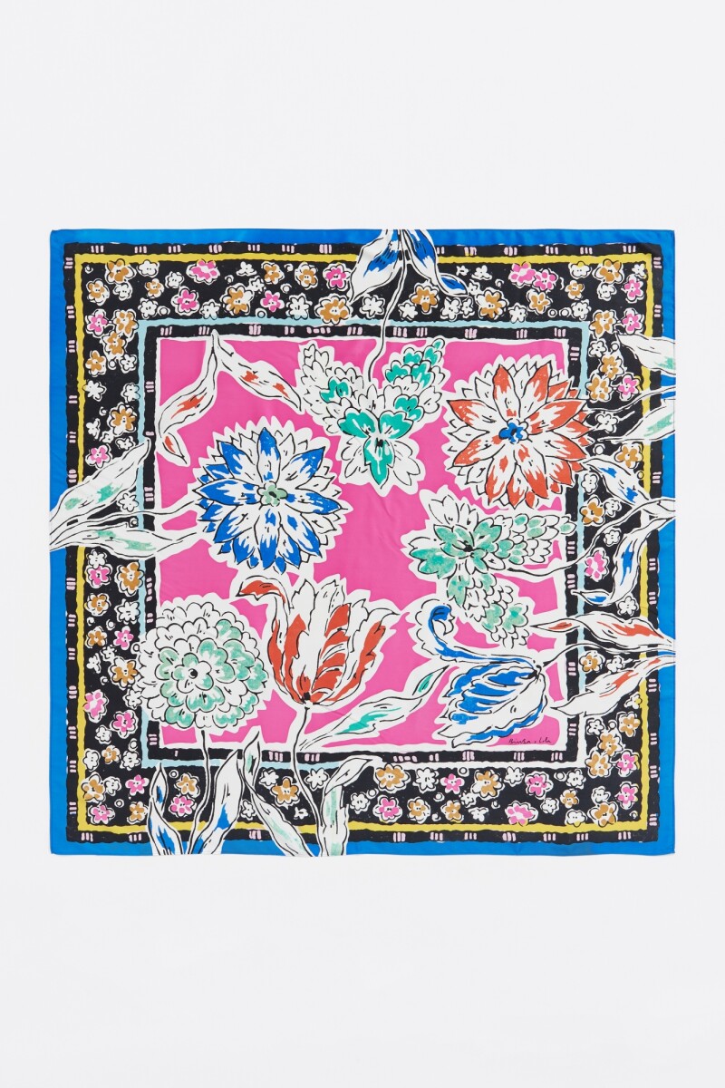 PAÑUELO FLORES VINTAGE Fucsia