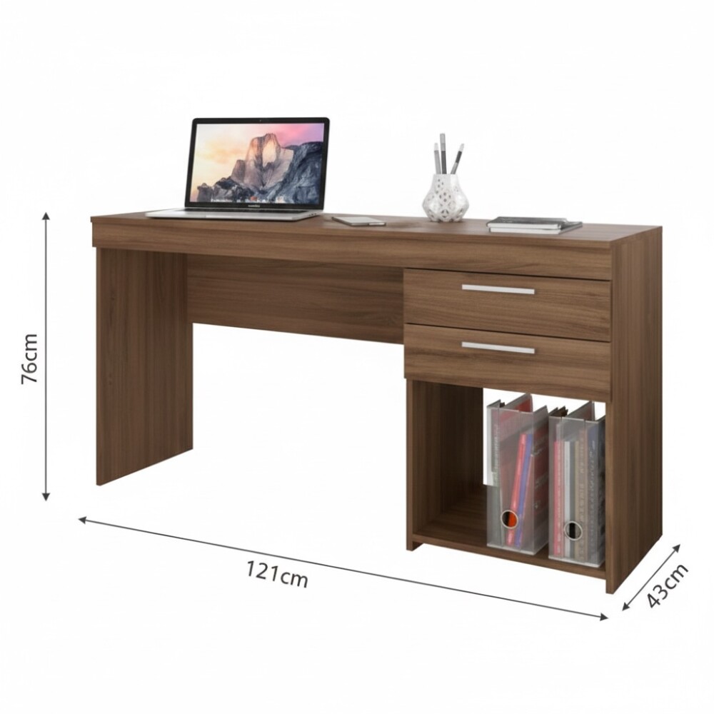 ESCRITORIO MESA PARA PC LAPTOP COMPUTADORA 2 CAJONES Y ESPACIO COLOR MADERA