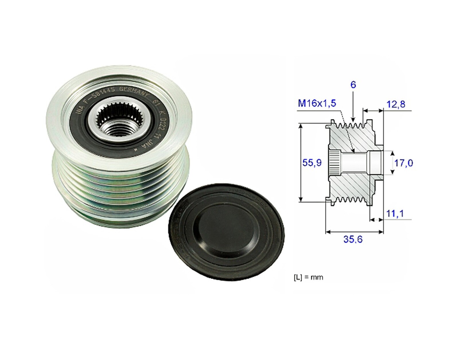 Polea Alternador Marcha Libre Audi A4/A3 Volks Passat/Tiguan 05-25 