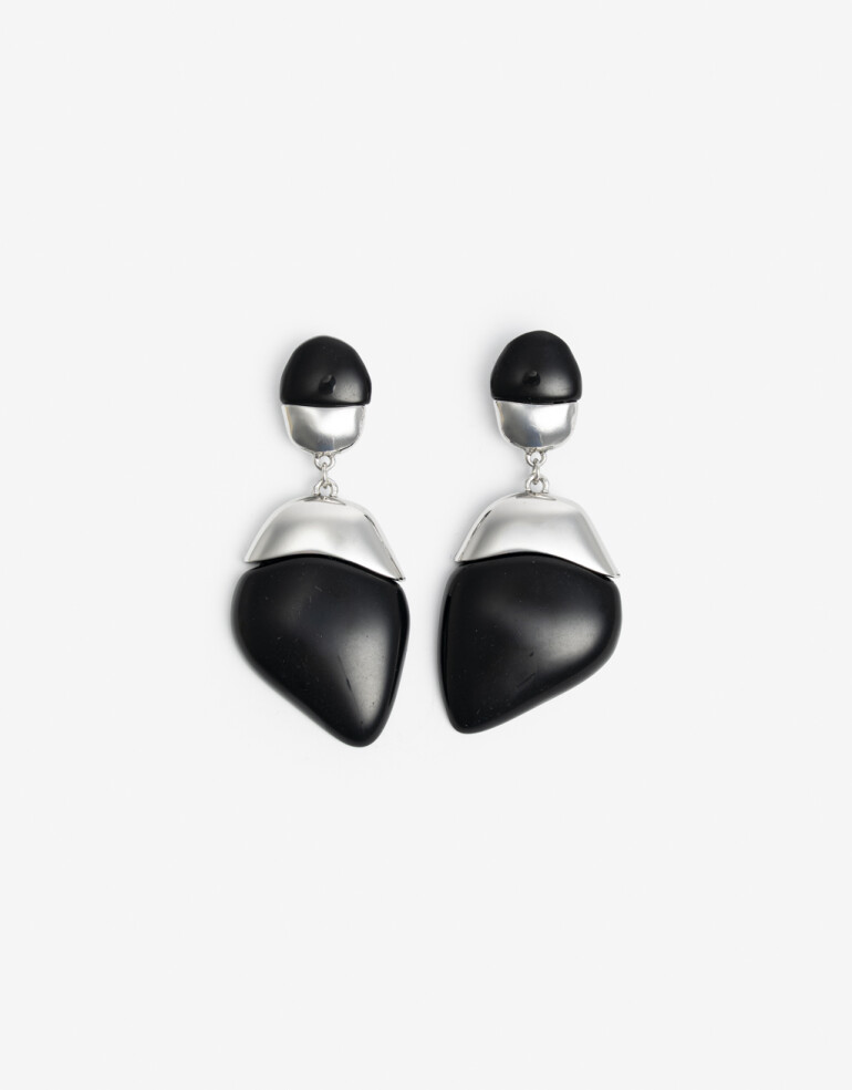 Aros Colgantes Largos Resina Aros Colgantes Largos Black Resin - Negro