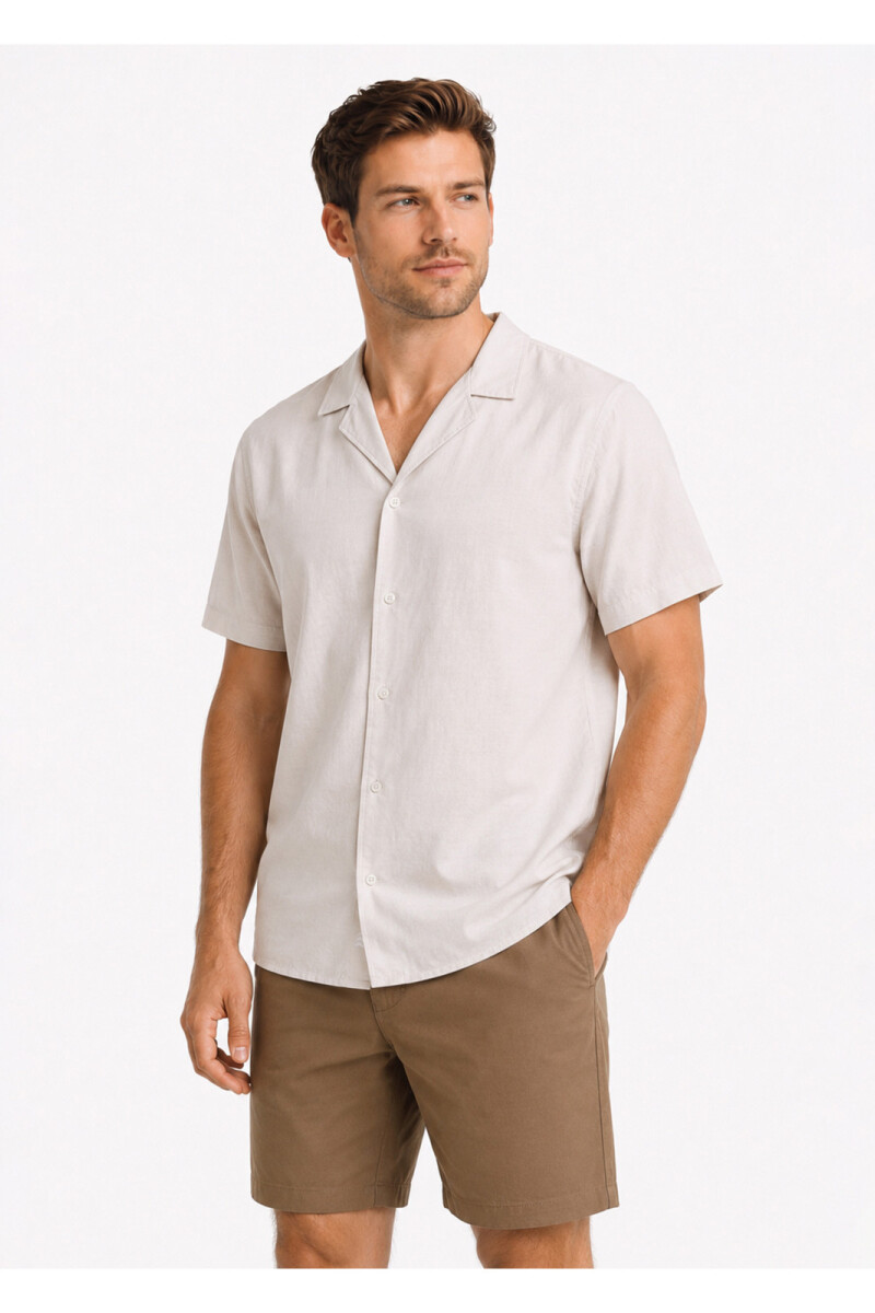 Camisa Arrow Lino Cotton Manga Corta BEIGE