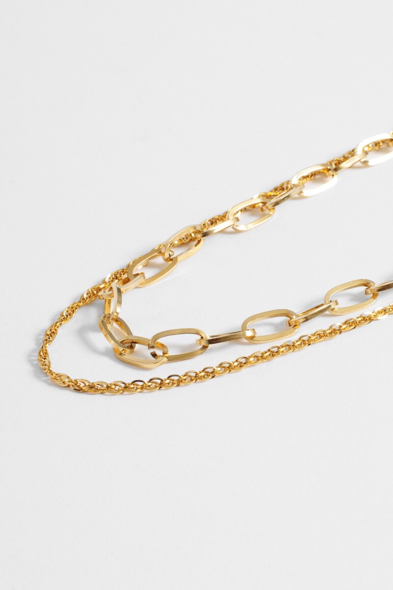 Collar doble cadena acero dorado