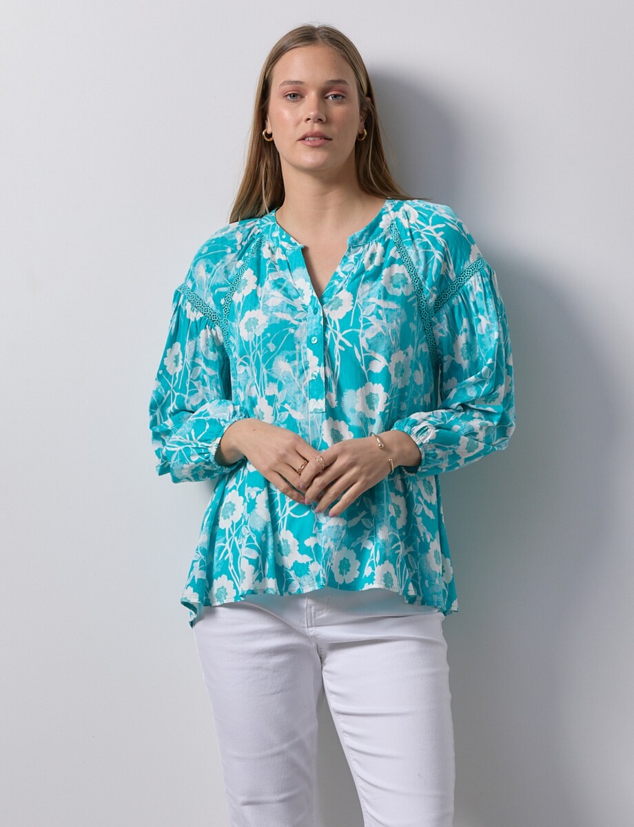 Blusa Puntilla - Turquesa/multi 