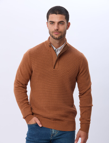 BUZO TEJIDO TEXTURADO TERRACOTA
