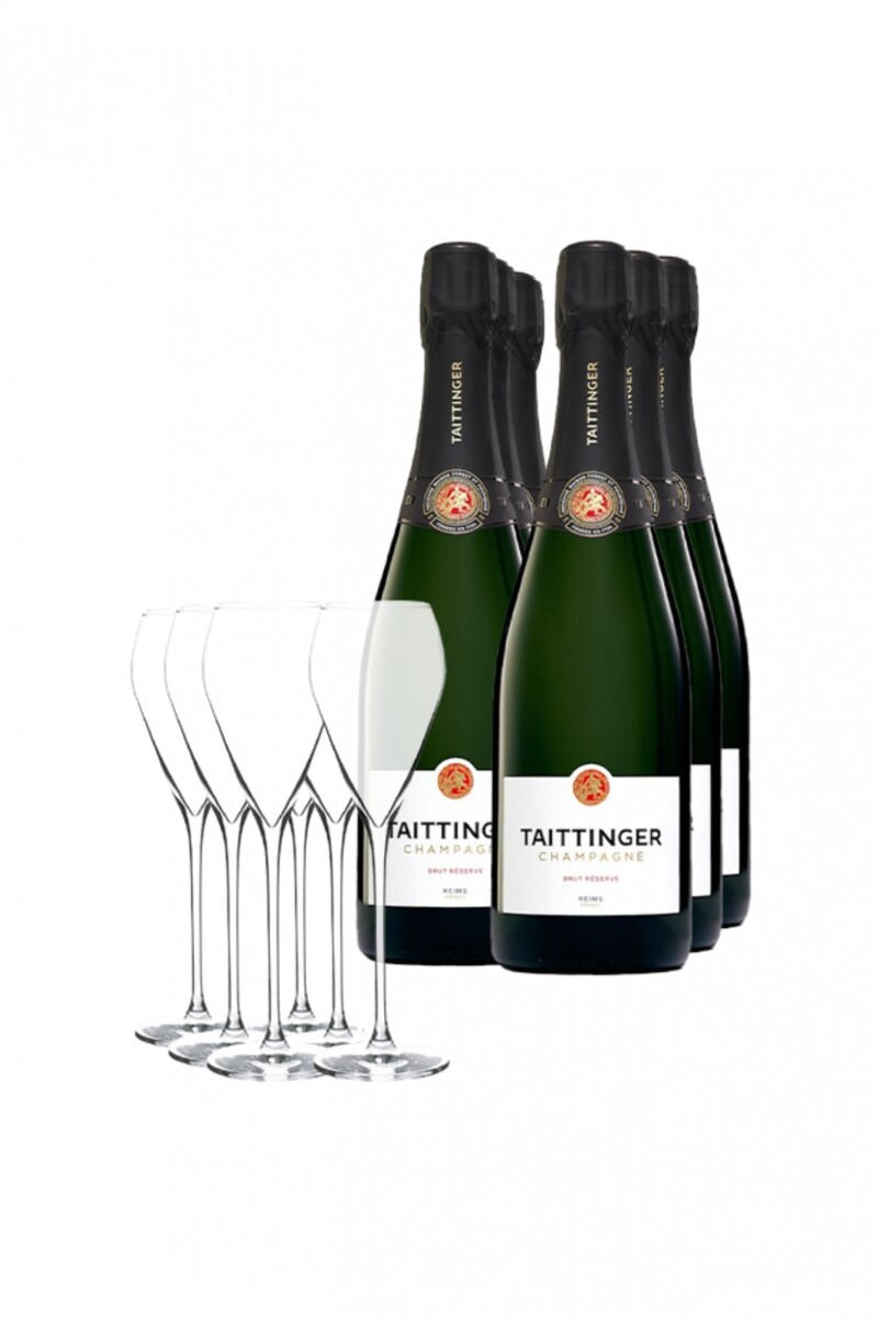 PACK TAITTINGER Brut Réserve 750ml. + 6 copas. 
