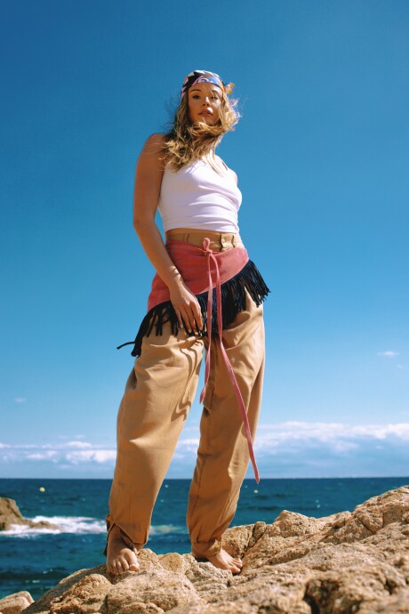 Colorful Gaucho Pants Beige