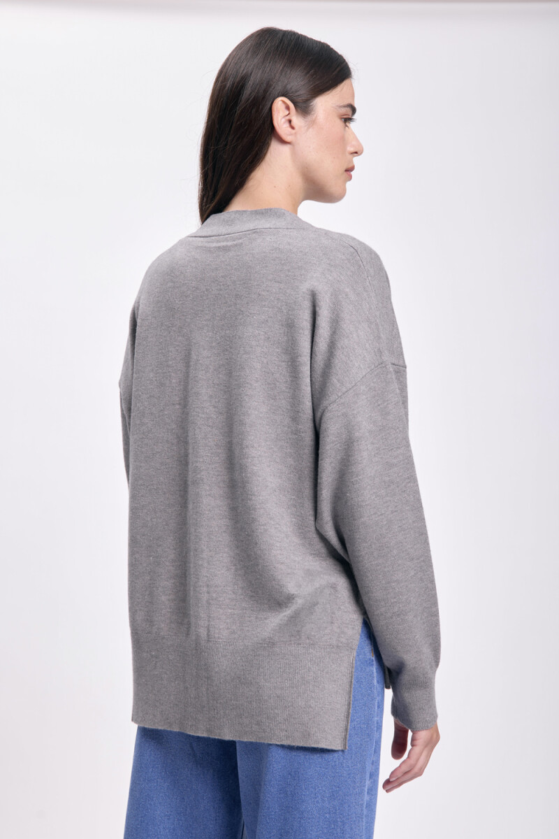 Cardigan punto corte lateral Gris