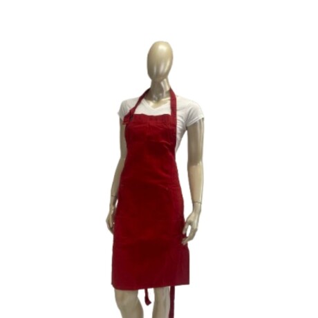 Delantal con peto, bolsillos y cuello ajustable Rojo