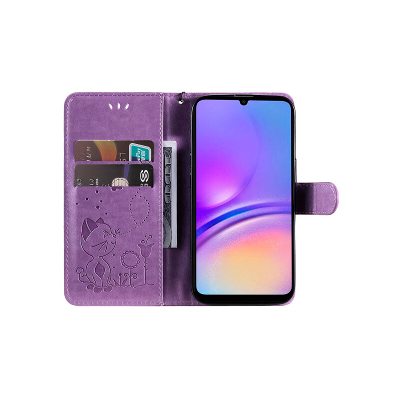 Flip cover Samsung Galaxy A05 diseño gato púrpura Flip Cover Samsung Galaxy A05 Diseño Gato Púrpura