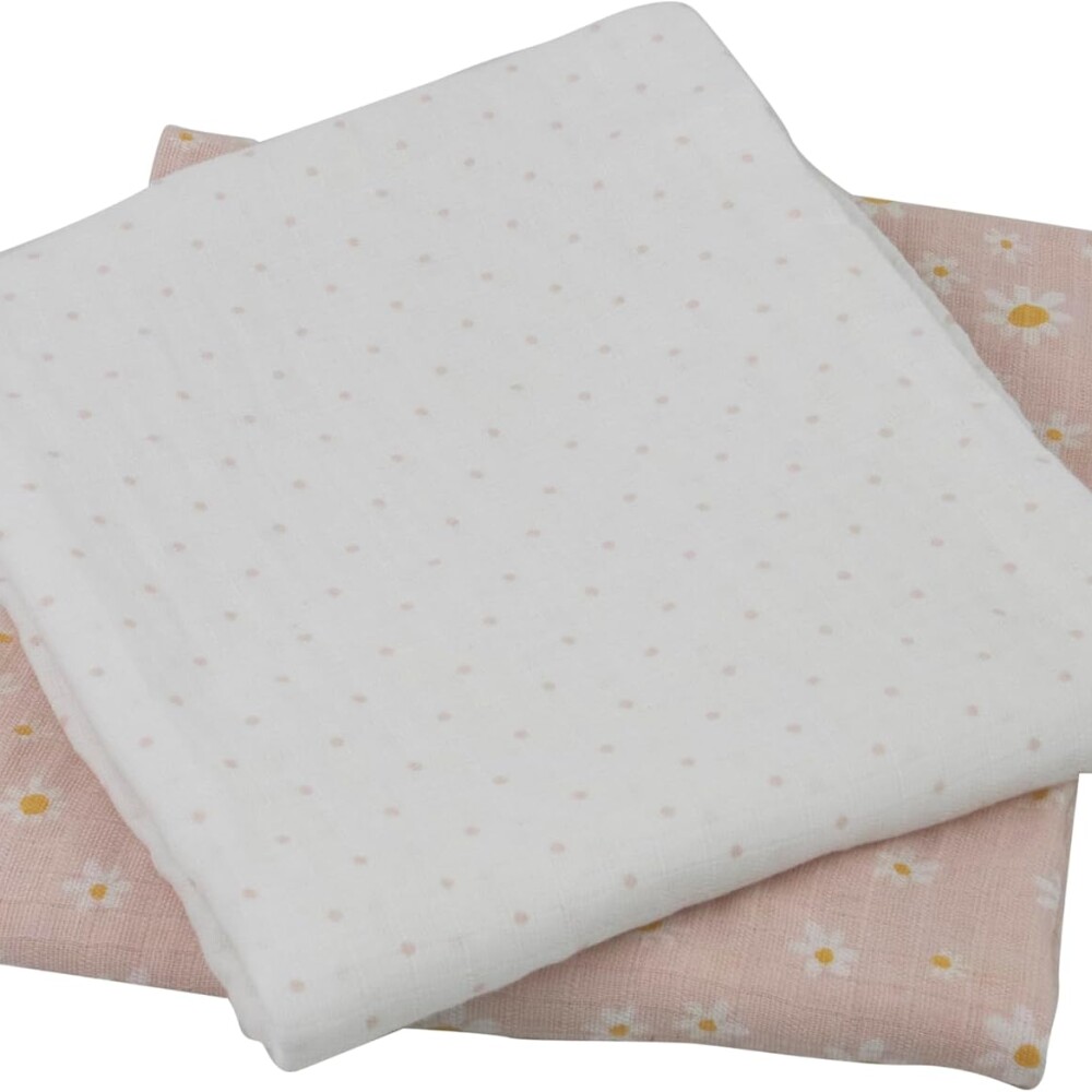 Set x2 sabanas muselina rosa