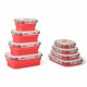 Set X4 Taper Contenedor Silicona Plegables Tapa Plastico Hermetica Rojo