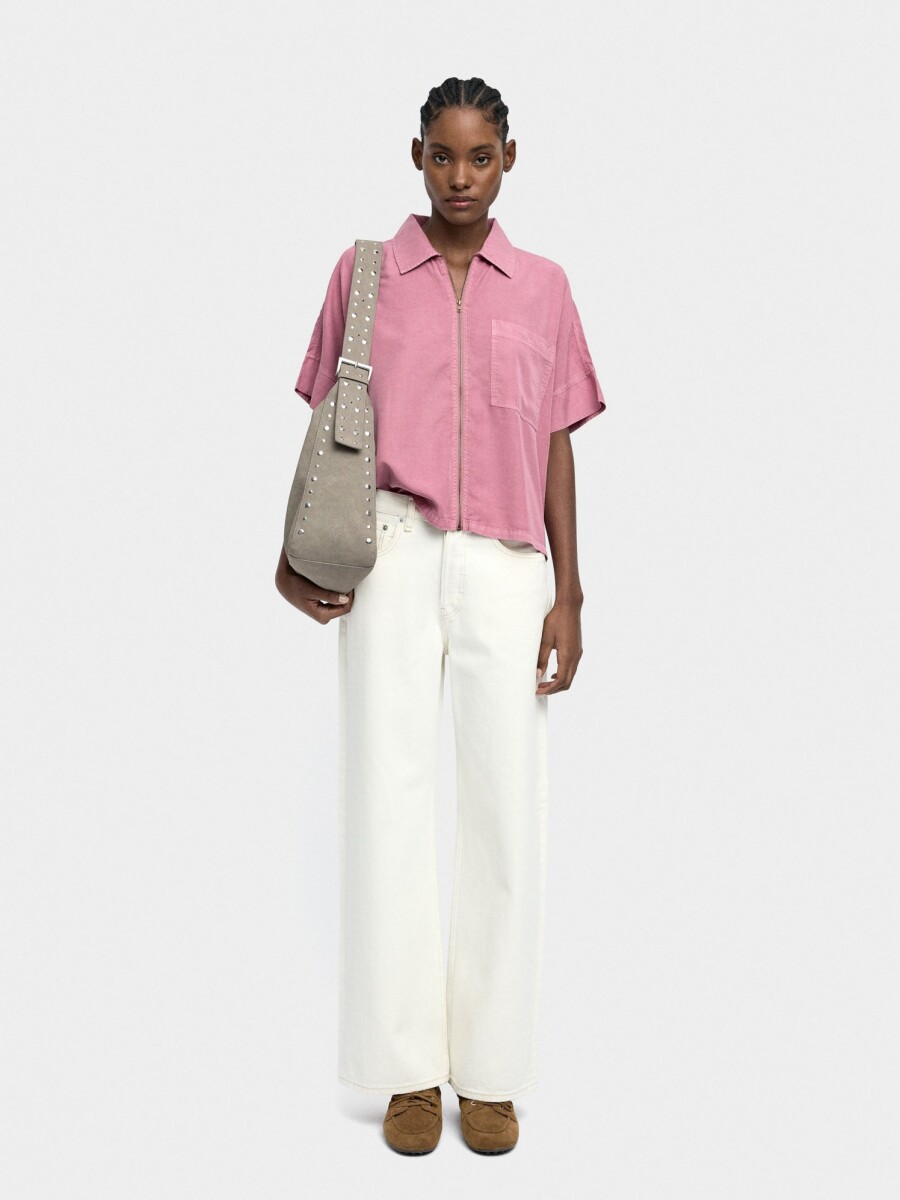 Camisa Con Cremallera 100% Lyocell rosa