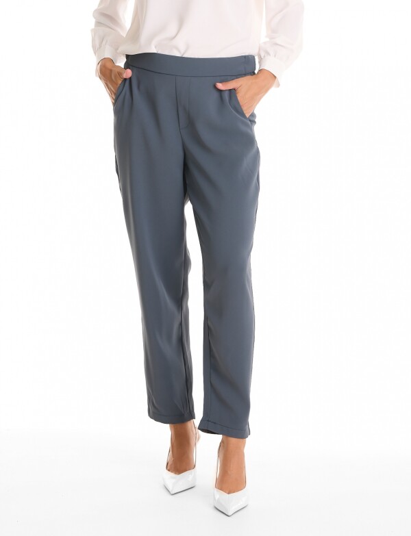 Pantalon Relaxed Fit & Cintura Elástica Posterior GRIS OSCURO