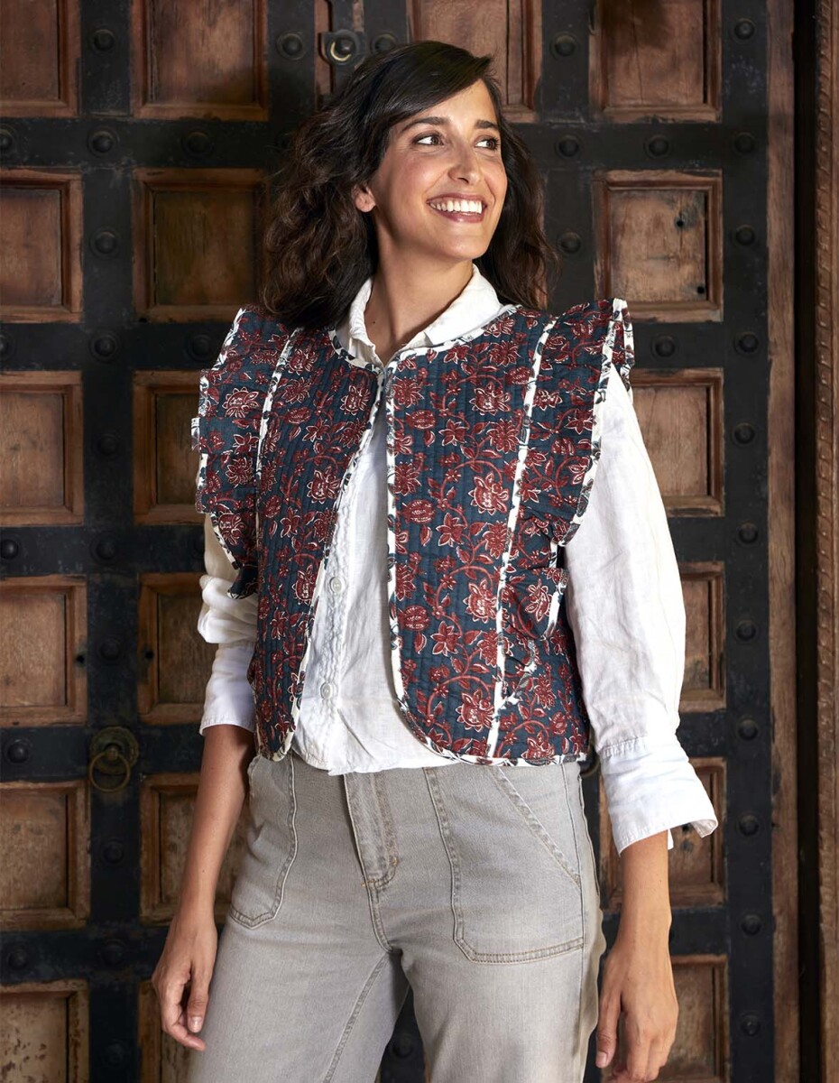 Chaleco Acolchado Con Volante - Petroleo 