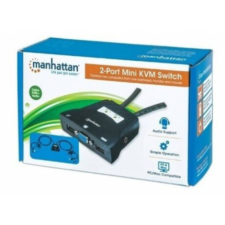 KVM para 2 PC | VGA y USB | c/Audio | Manhattan 3505