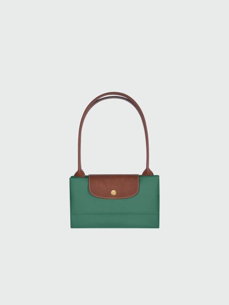 Longchamp -Cartera Longchamp plegable de nylon con cierre y asa larga, Le pliage L Verde