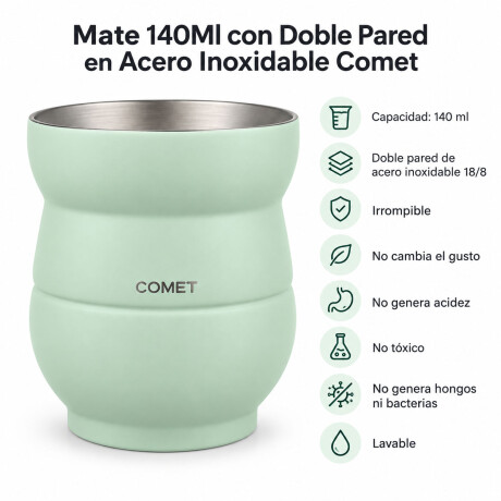 Mate Chico con Doble Pared en Acero Inoxidable 140Ml Comet Verde Pastel