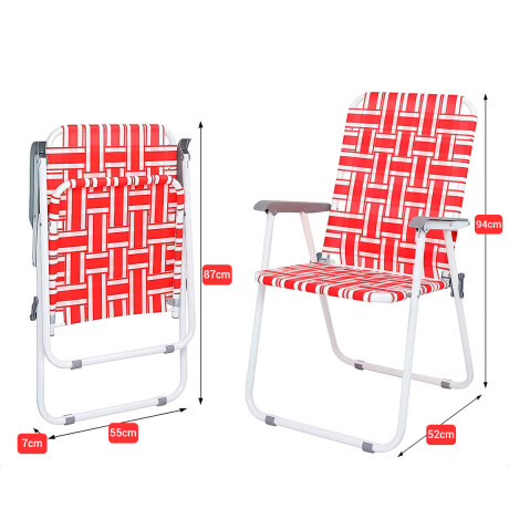 Silla Alta Metálica Plegable Playa Jardin Reforzada Rojo