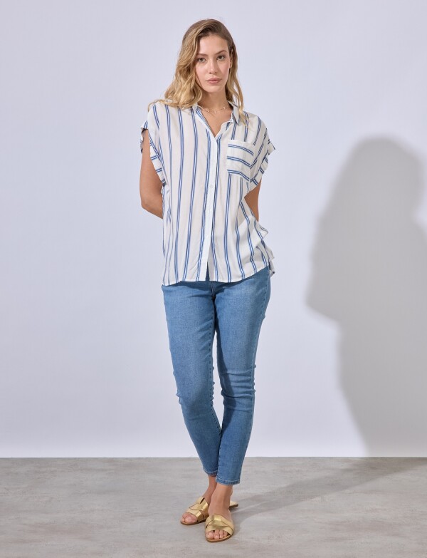 Camisa Stripes BLANCO/AZUL