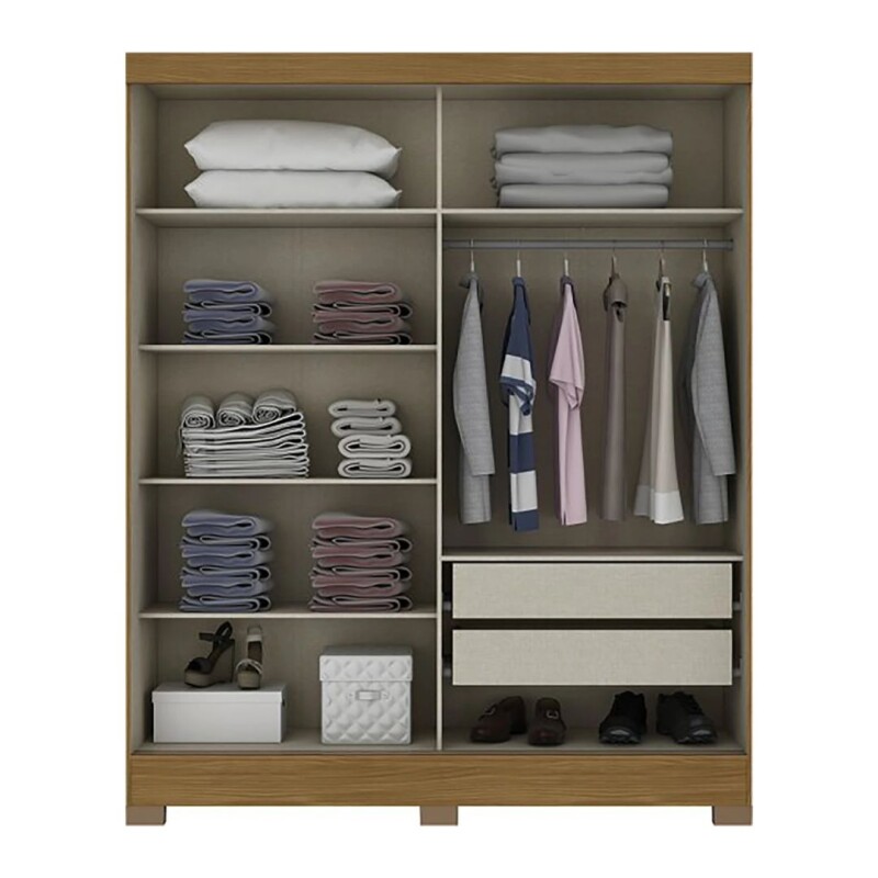 Placard Ropero 2 puertas Mdp Nat/Off White B74 c/espejo Placard Ropero 2 puertas Mdp Nat/Off White B74 c/espejo
