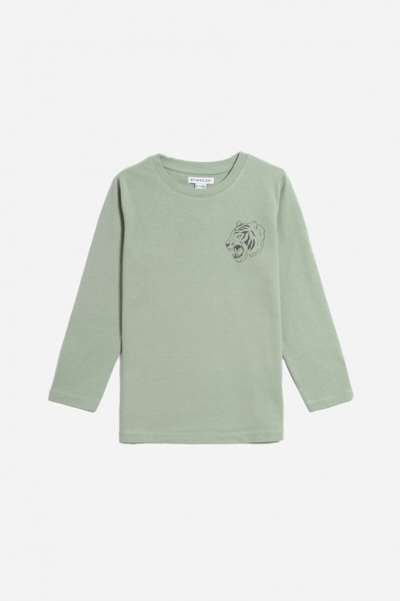 Remera estampada mangas largas - Verde oliva 